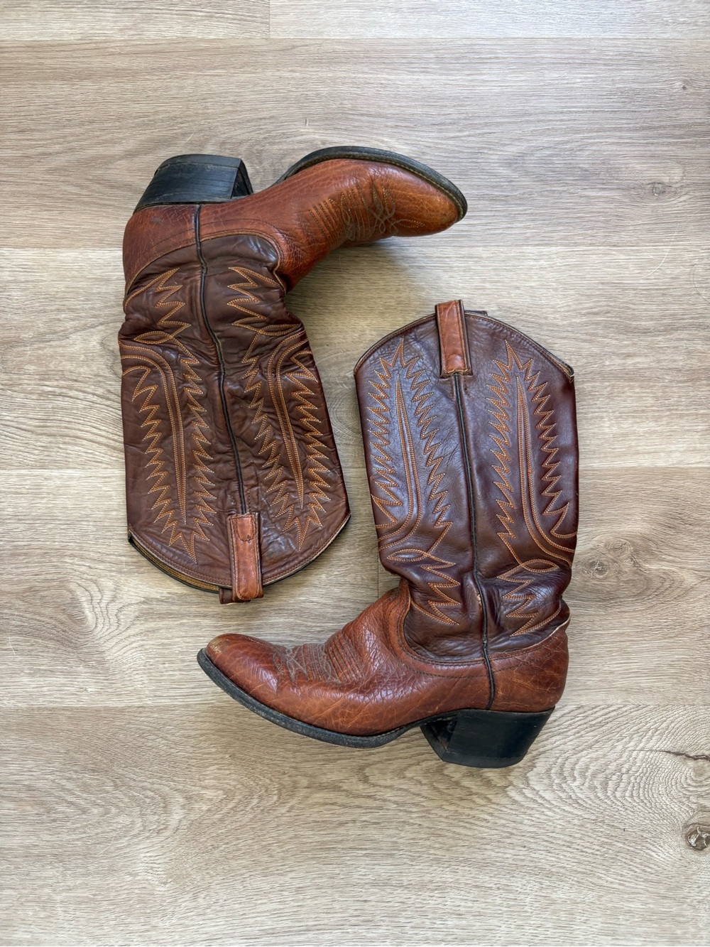 Classic Vintage Dan Post Brown Leather Cowboy Boots - Women’s Western Boots